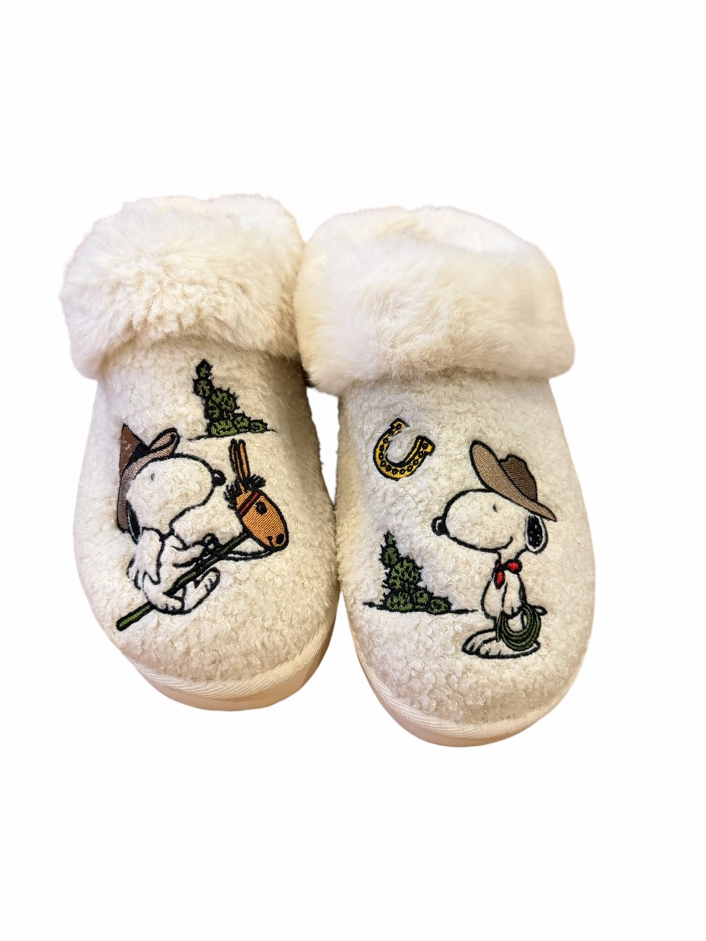 American Eagle Peanuts Snoopy Cowboy Sherpa Slippers Women’s Size 10